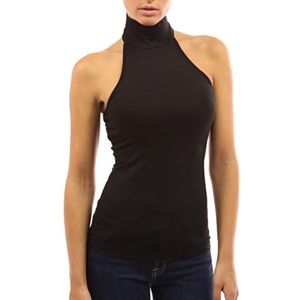 PattyBoutik Women's Halter Turtleneck Open Back